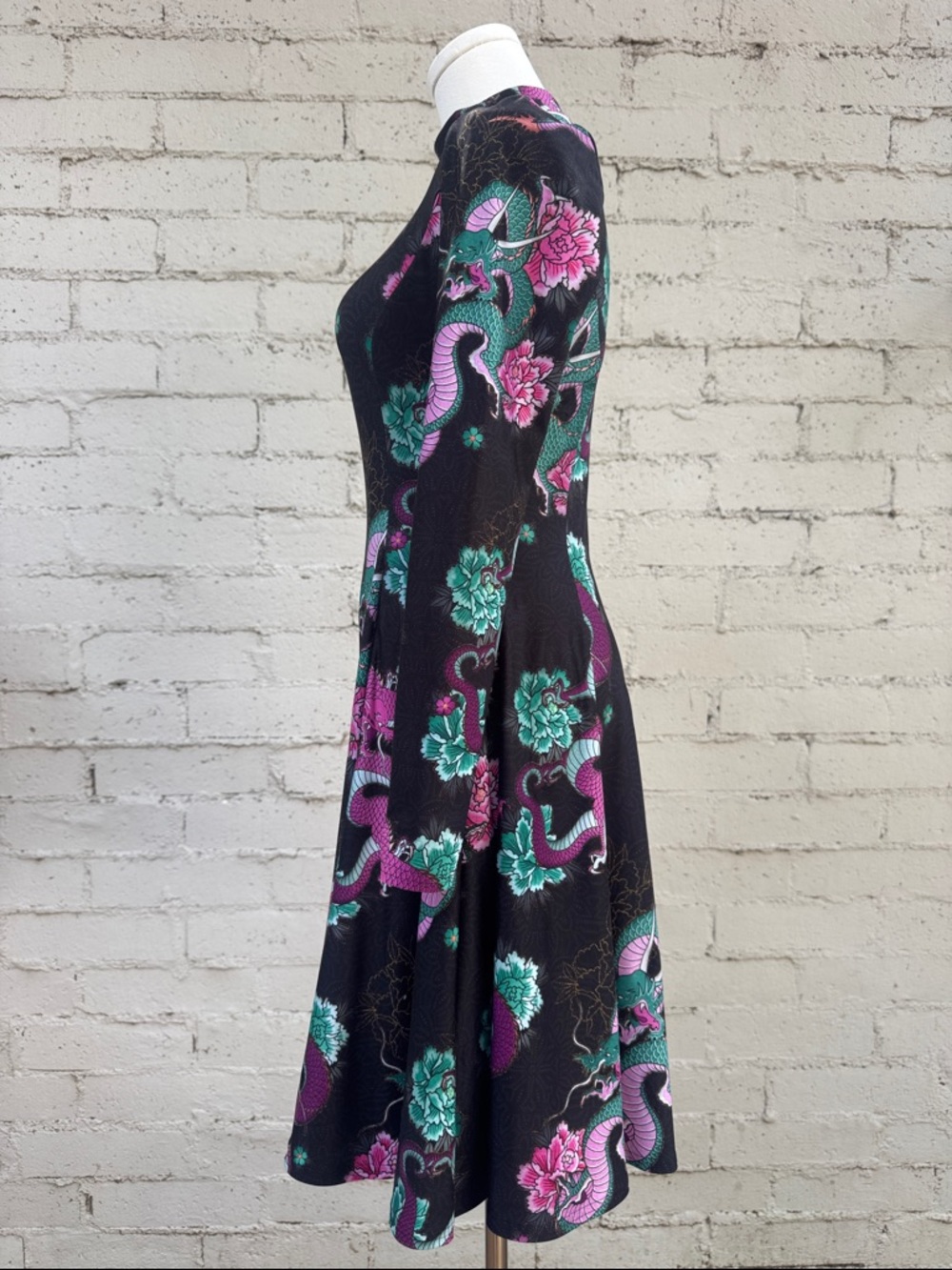 BlackMilk Long Sleeve Evil Longline Dress Dragon Bouquet Size S - Picture 8 of 16